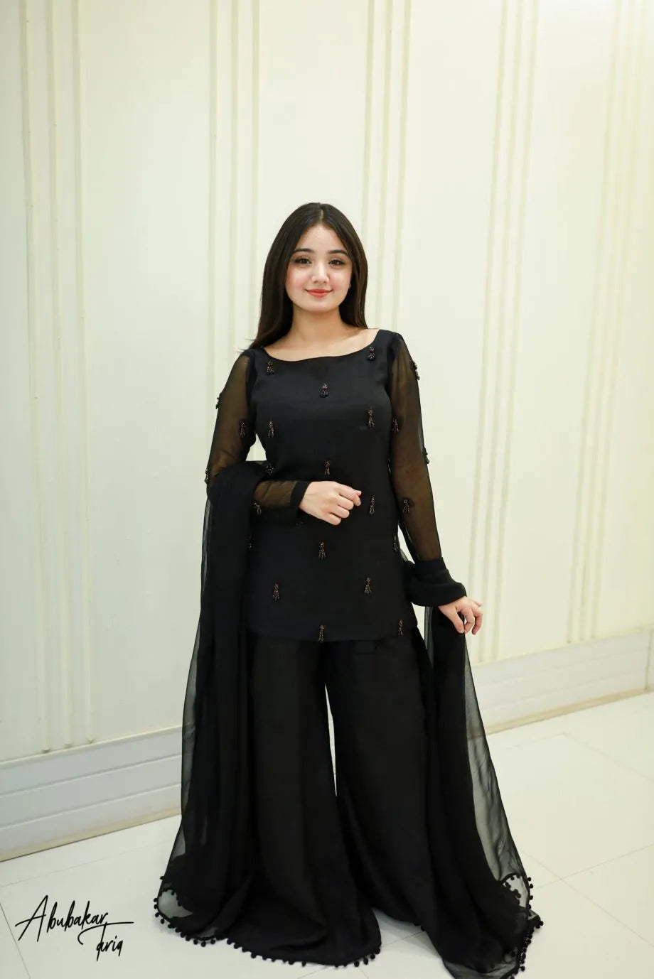 Black Sharara Set