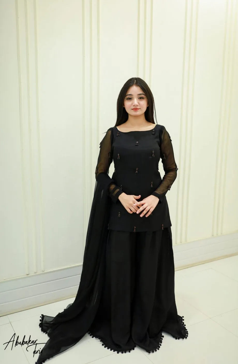 Black Sharara Set