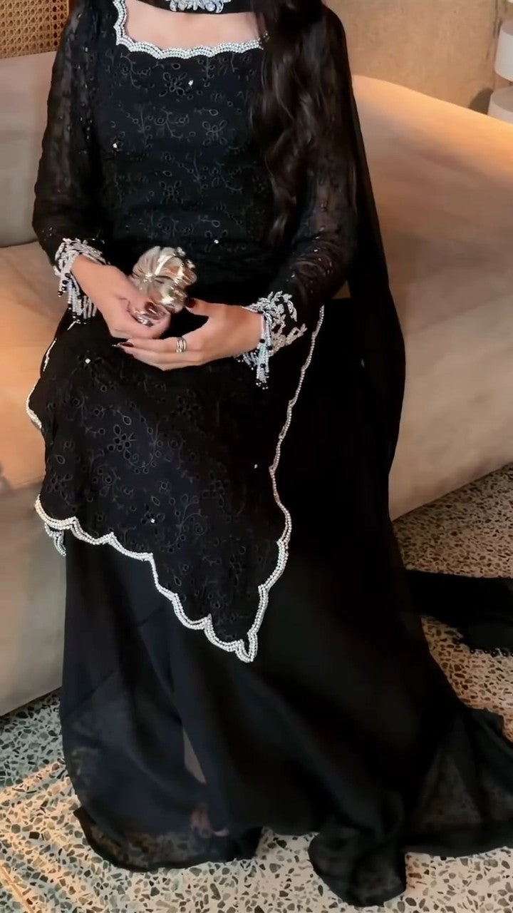 Midnight Noir Chiffon Set