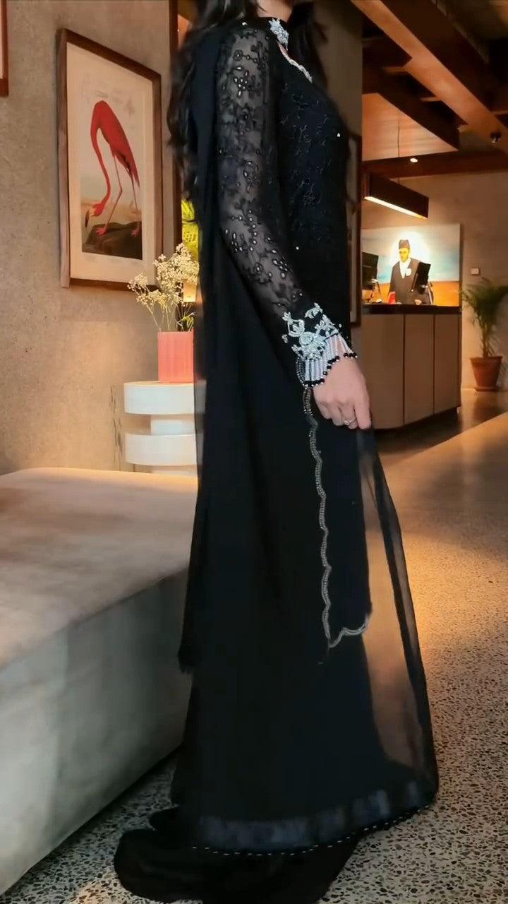 Midnight Noir Chiffon Set