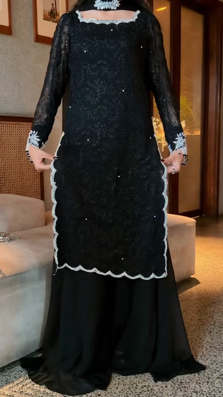 Midnight Noir Chiffon Set