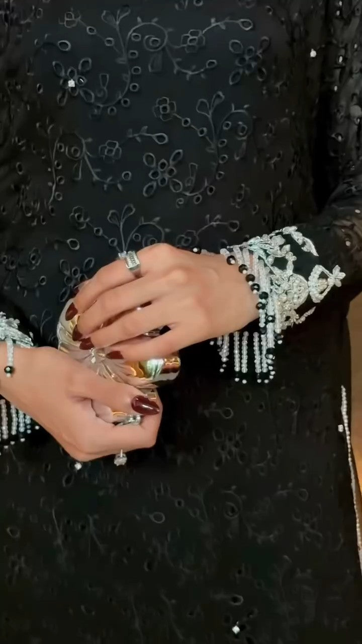 Midnight Noir Chiffon Set